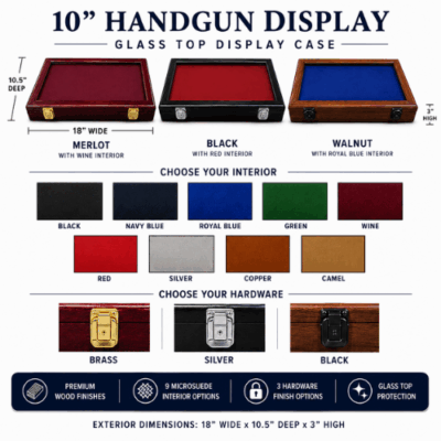 10in Handgun Display - Glass Top