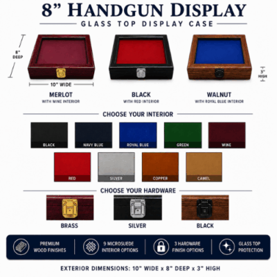 8in Handgun Display - Glass Top