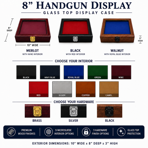 8in Handgun Display - Glass Top