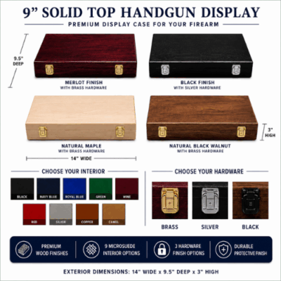 9in Handgun Display - Wood Top