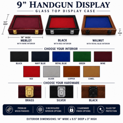 9in Handgun Display - Glass Top
