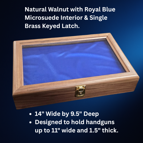 Glass Top Royal Blue Handgun Display Case – Sale | The Wood Gallery