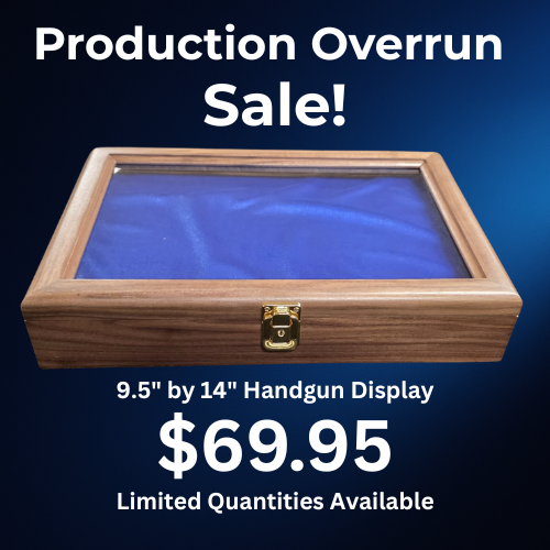 Glass Top Royal Blue Handgun Display Case - Sale